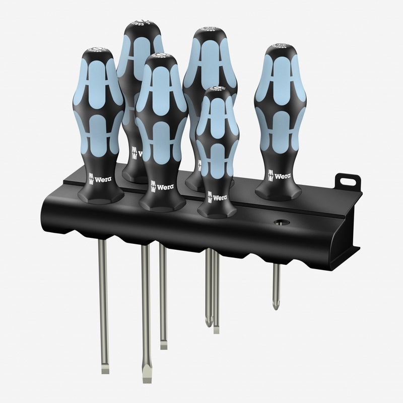 Wera 032061 Stainless Steel Slotted/Pozidriv Screwdriver Set + Rack
