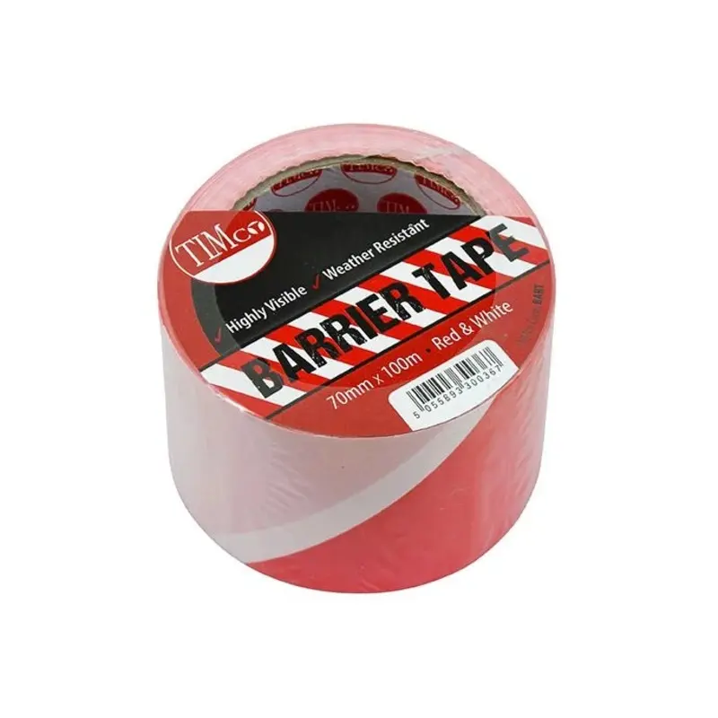 TIMCO Barrier Tape Red & White - 100m x 70mm