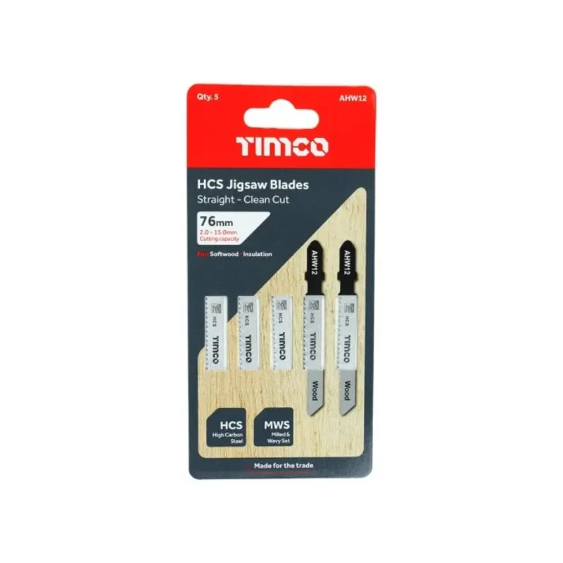 TIMCO Jigsaw Blades Wood Cutting HCS Blades - T119B - Pack of 5 Pieces