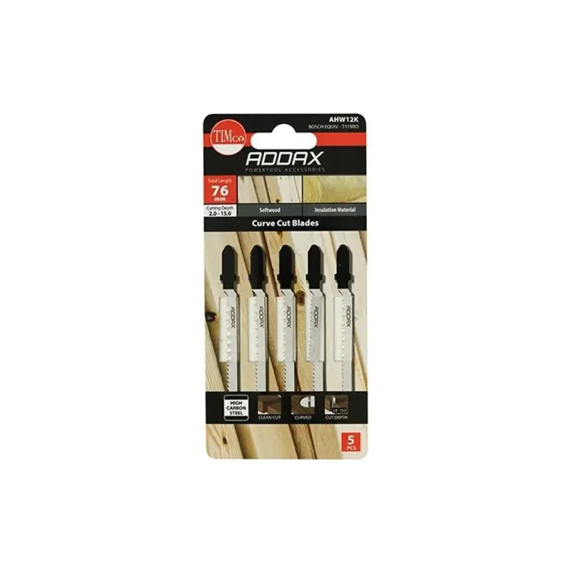 TIMCO Jigsaw Blades Wood Cutting HCS Blades - T119BO - Pack of 5 Pieces