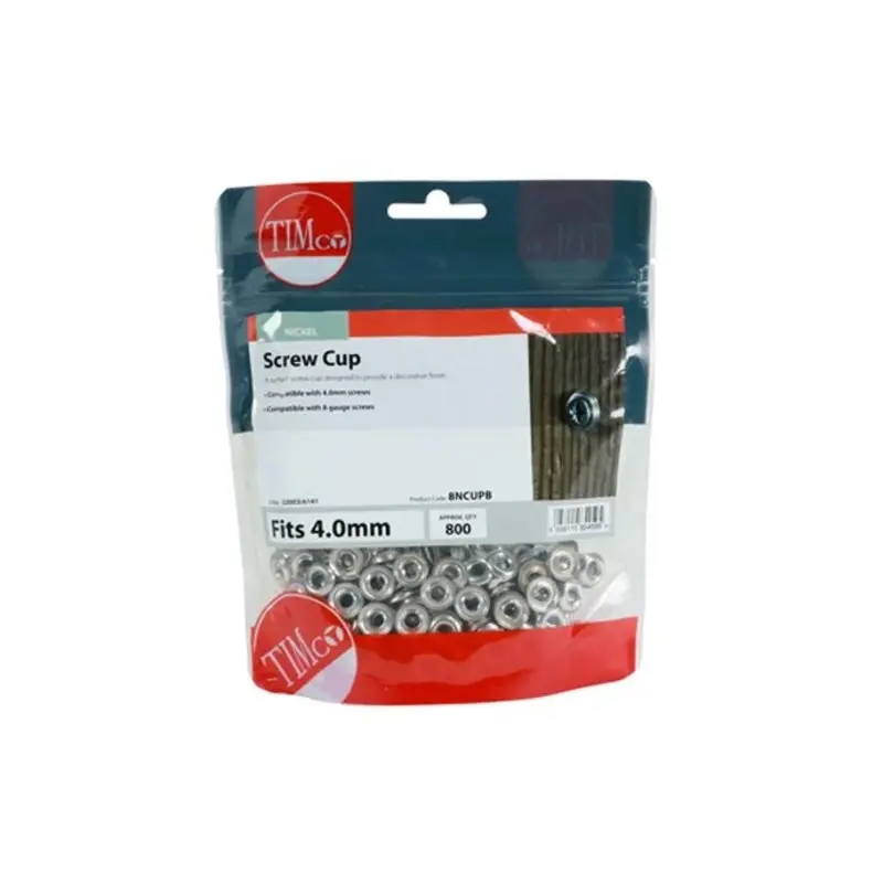 TIMCO Screw Cups Nickel - To fit 8 Gauge Screws - Pack of 800 Pieces
