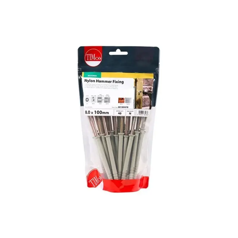 TIMCO Nylon Hammer Fixings - 8.0 x 100 - Pack of 40 Pieces