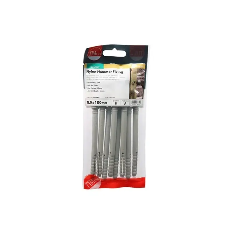 TIMCO Nylon Hammer Fixings - 8.0 x 100 - Pack of 8 Pieces