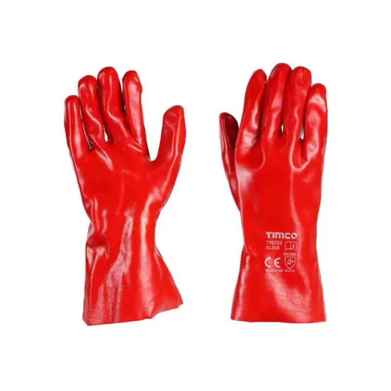 TIMCO PVC Gauntlet PVC Coated Cotton Interlock Gloves - X Large