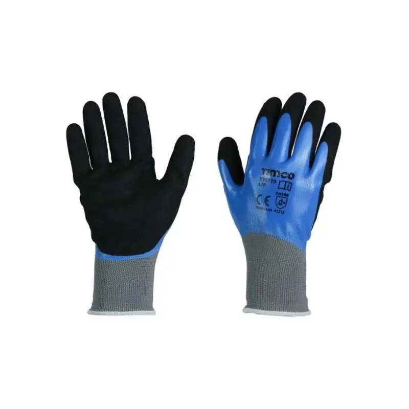 TIMCO Waterproof Grip Sandy Nitrile Foam Coated Polyester Gloves - Large
