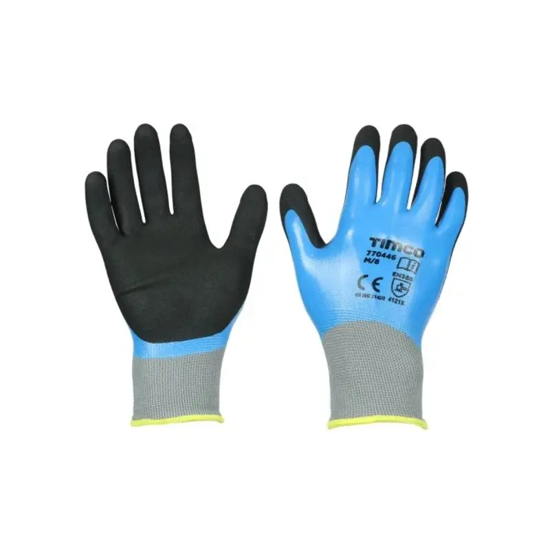 TIMCO Waterproof Grip Sandy Nitrile Foam Coated Polyester Gloves - Medium