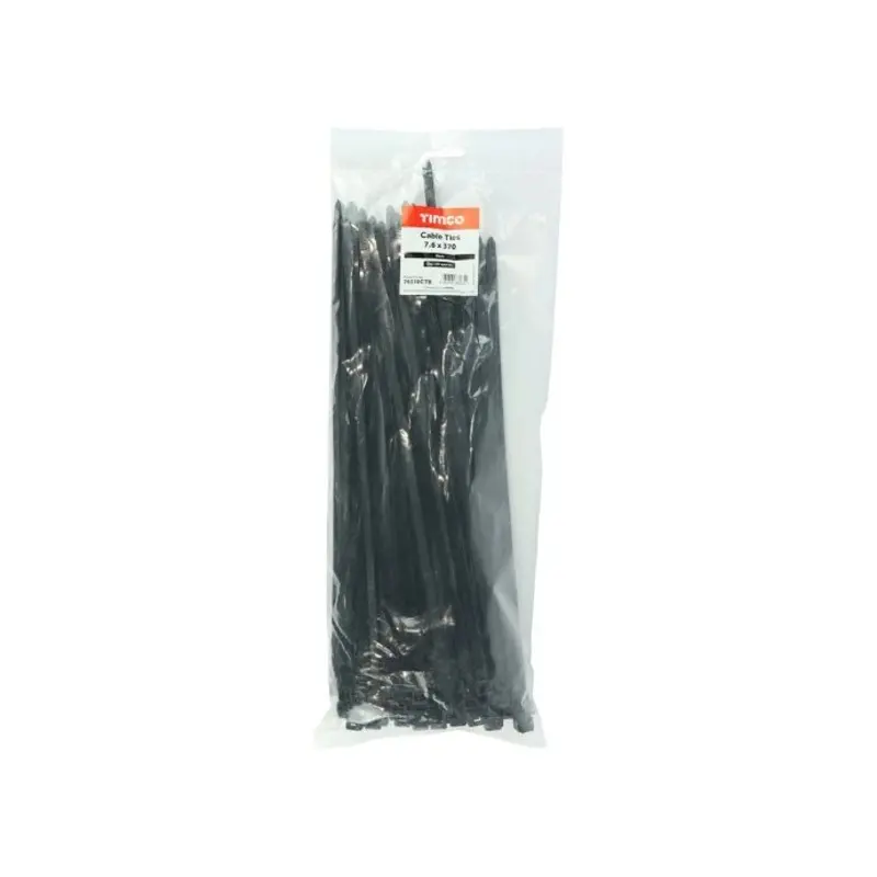 TIMCO Cable Ties Black - 7.6 x 370 - Pack of 100 Pieces
