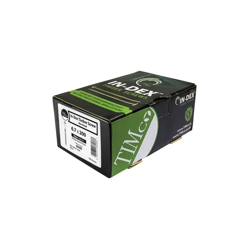 TIMCO Timber Screws Hex Flange Head Exterior Green - 6.7 x 75 - Pack of 50 Pieces