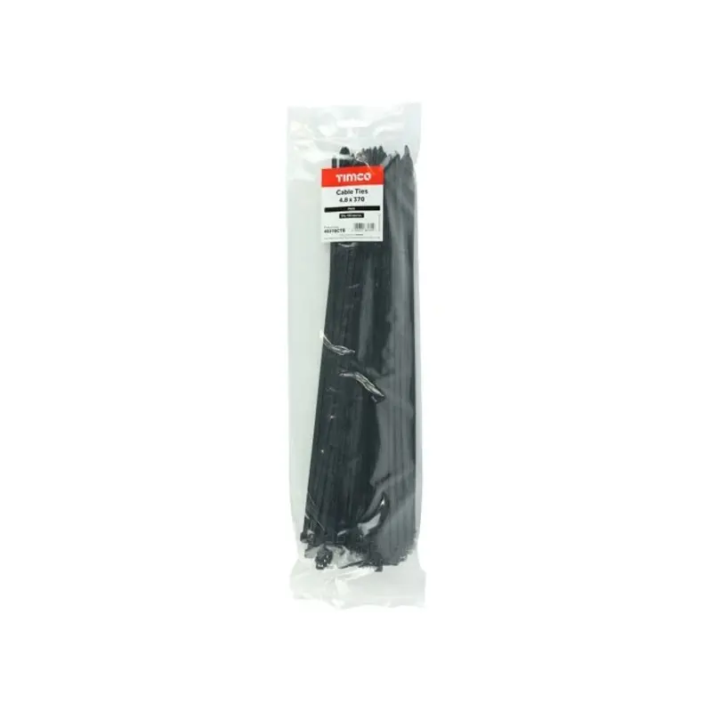 TIMCO Cable Ties Black - 4.8 x 370 - Pack of 100 Pieces