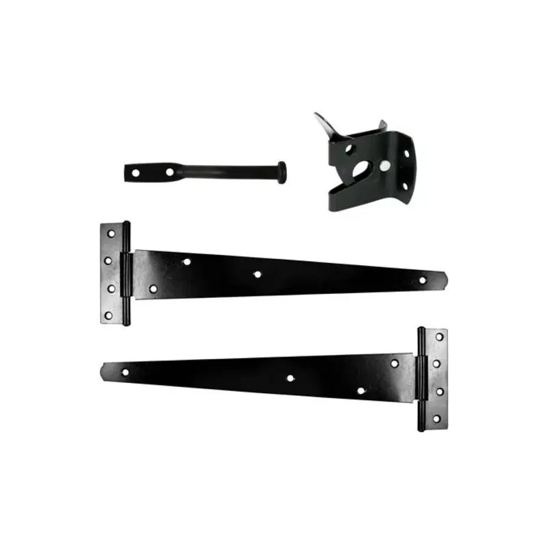 TIMCO Pedestrian Gate Kit Medium Tee Hinges & Automatic Latch Black - 14"