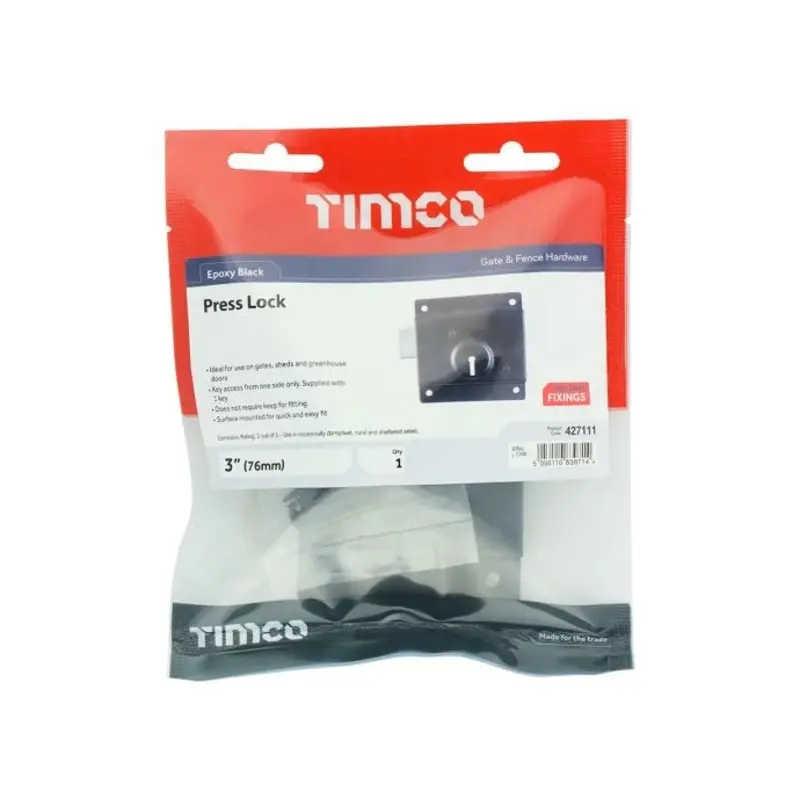 TIMCO Press Lock Black - 3"