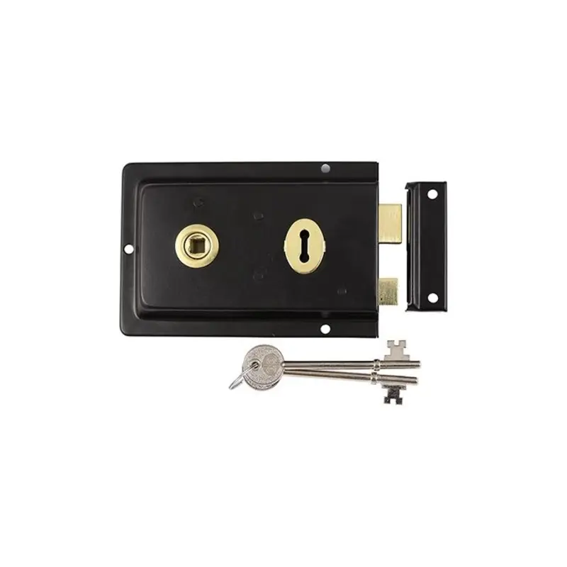 TIMCO Rim Sash Lock Fluted Black - 156 x 106mm