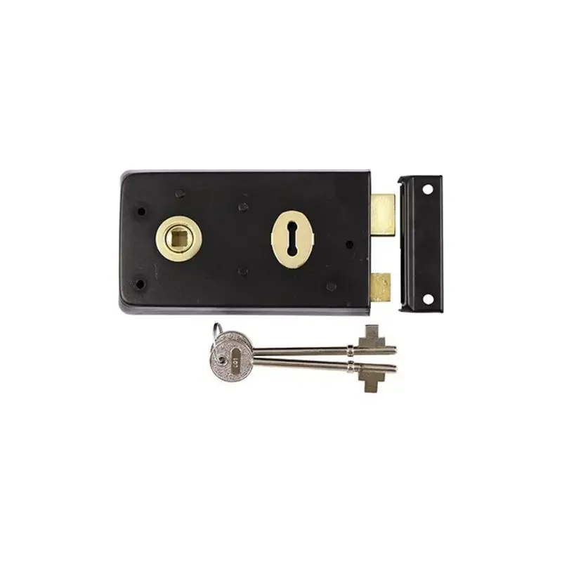 TIMCO Rim Sash Lock Inward and Outward Keep Black - 143 x 83mm