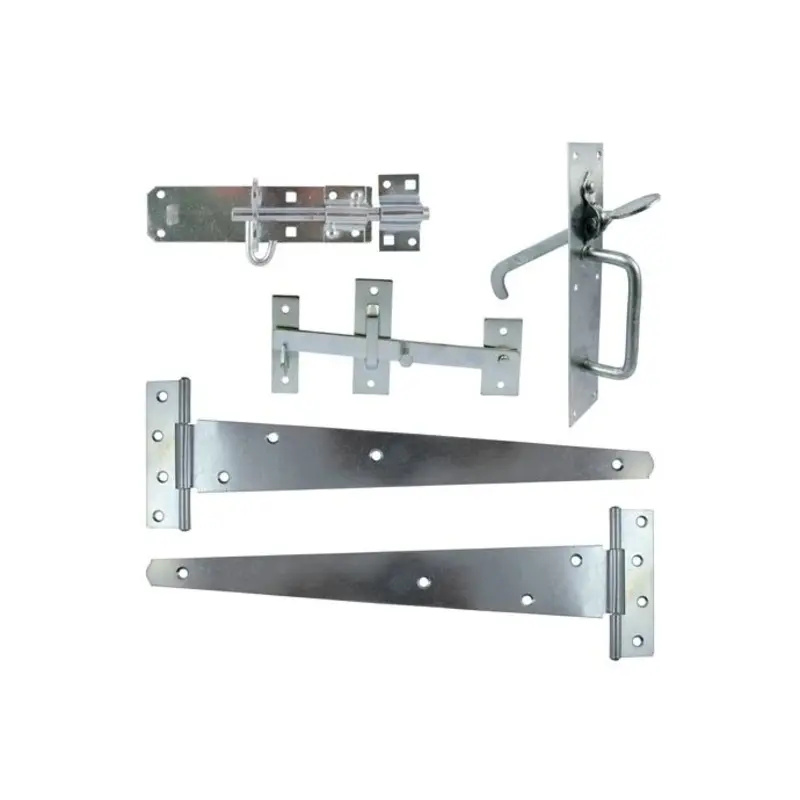 TIMCO Side Gate Kit Medium Tee Hinges Suffolk Latch & Brenton Padbolt Sliver - 18"