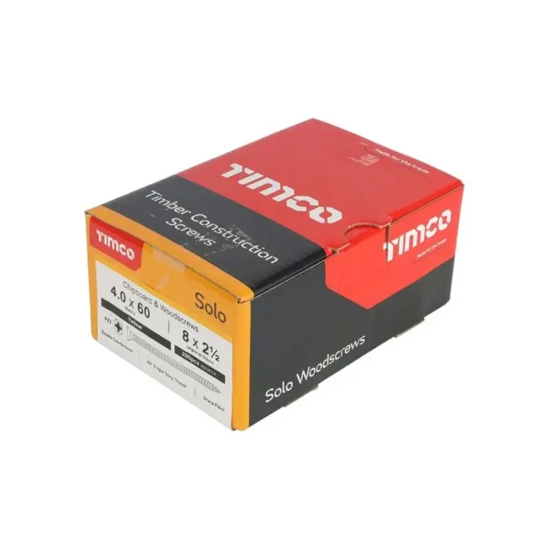 TIMCO Solo Countersunk Gold Woodscrews - 4.0 x 60 - Pack of 200 Pieces