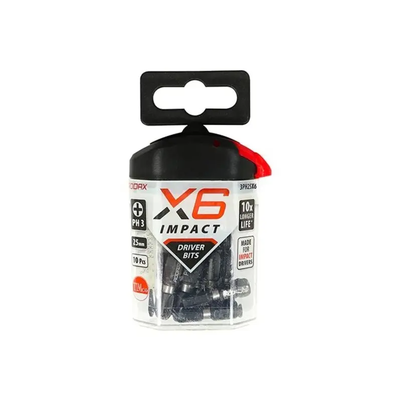 TIMCO X6 Impact Phillips Driver Bit - No.3 x 25 - Pack of 10 Pieces