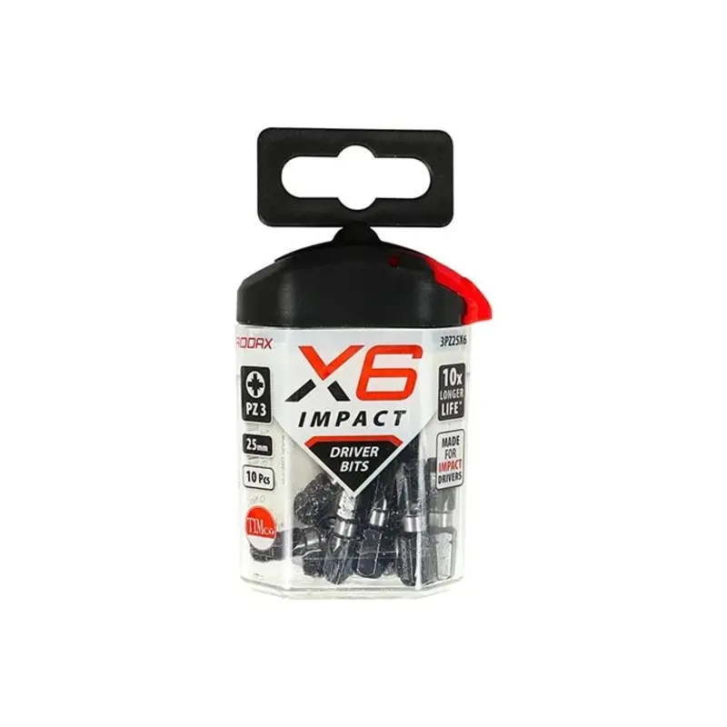 TIMCO X6 Impact Pozi Driver Bit - No.3 x 25 - Pack of 10 Pieces