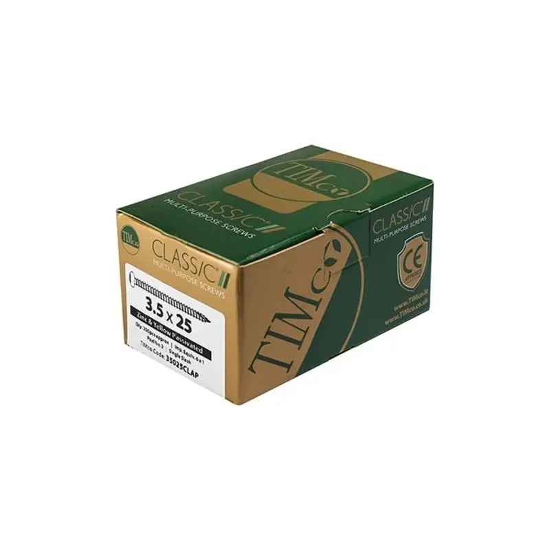 TIMCO Classic Multi-Purpose Pan Head Gold Woodscrews - 3.5 x 20 - Pack of 200 Pieces