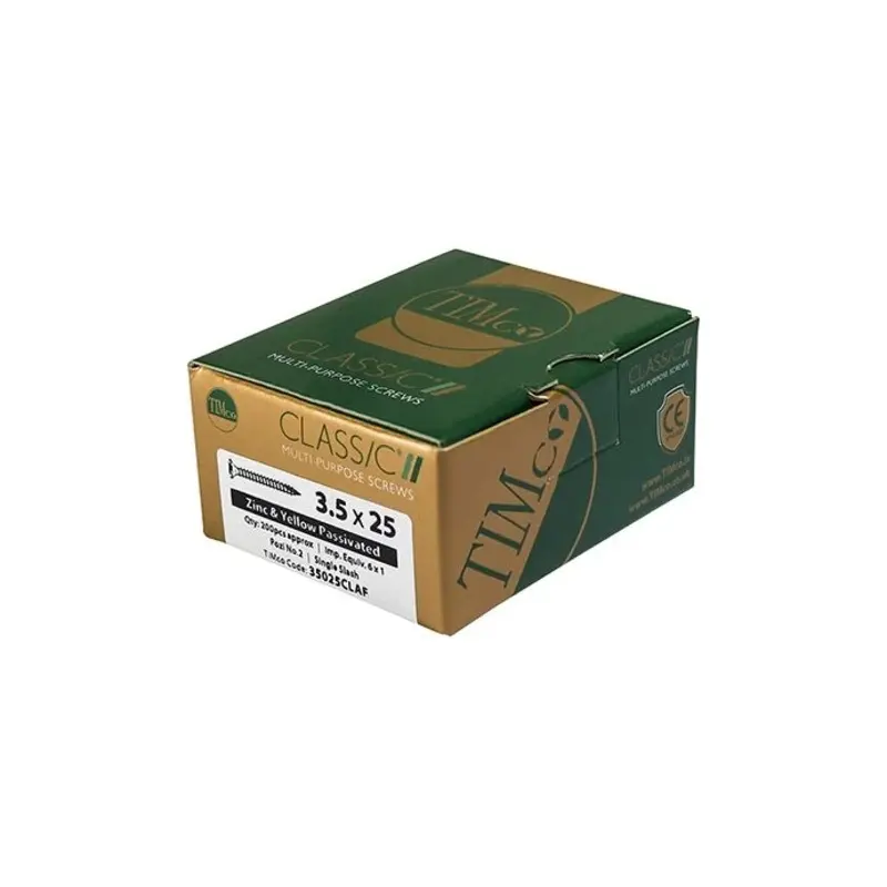 TIMCO Classic Multi-Purpose Countersunk Gold Woodscrews - 3.0 x 20 - Pack of 200 Pieces