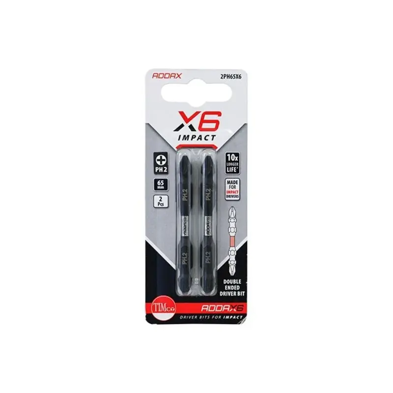 TIMCO X6 Double Ended Phillips Bit - No.2 x 65 - Pack of 2 Pieces