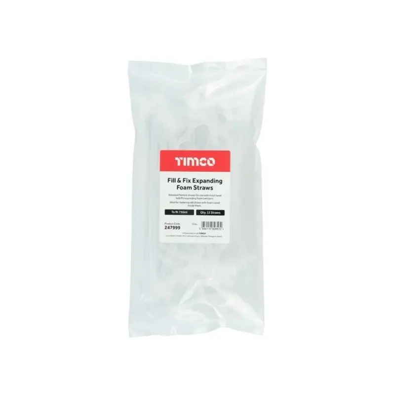 TIMCO Fill & Fix Expanding Foam Straws - To fit 750ml - Pack of 12 Pieces