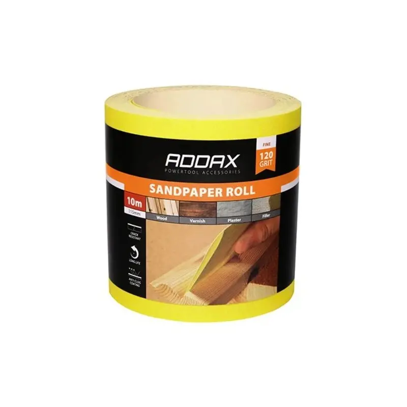 TIMCO Sandpaper Roll 120 Grit Yellow - 115mm x 10m