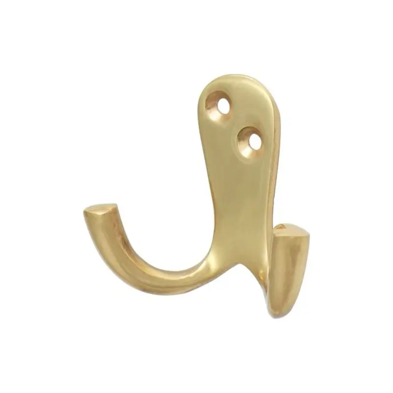 TIMCO Double Robe Hook Polished Brass - 47 x 24mm