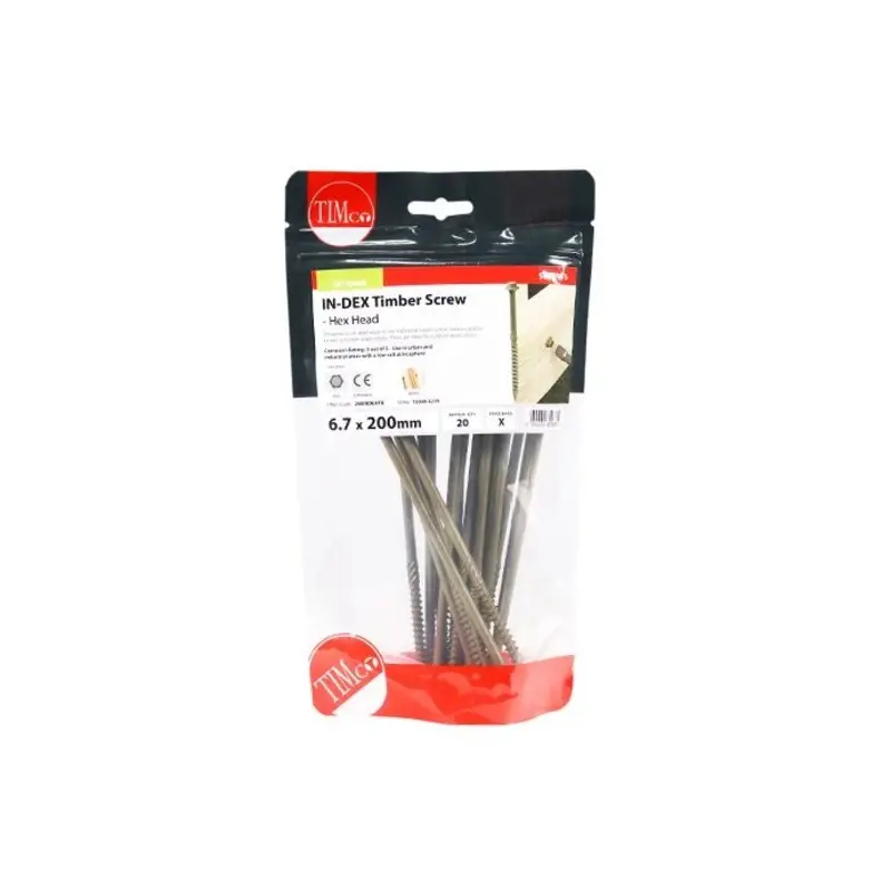 TIMCO Timber Screws Hex Flange Head Exterior Green - 6.7 x 200 - Pack of 20 Pieces