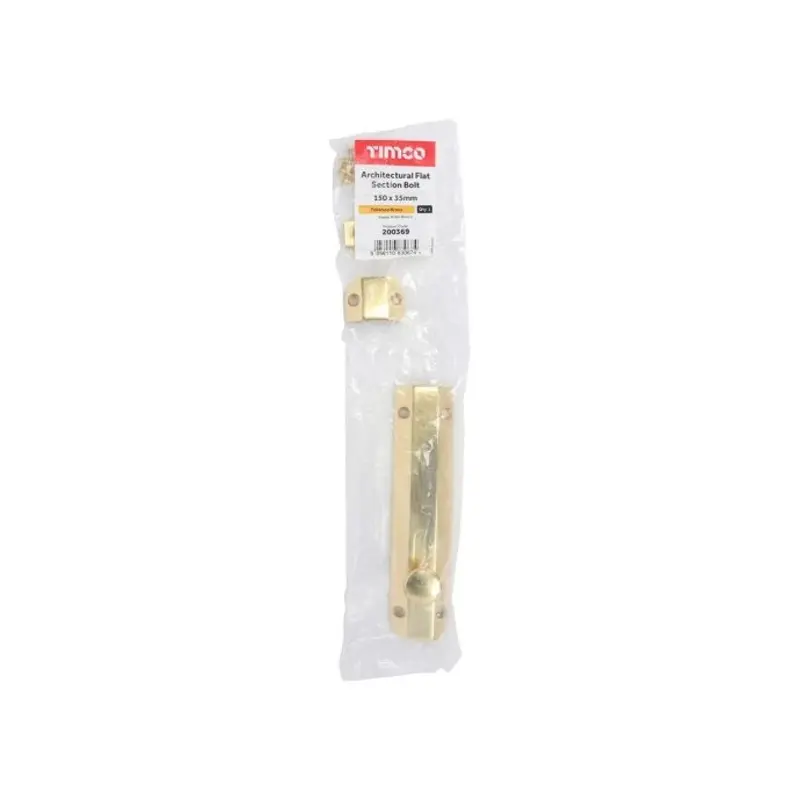 TIMCO Architectural Flat Section Bolt Polished Brass - 150 x 35mm