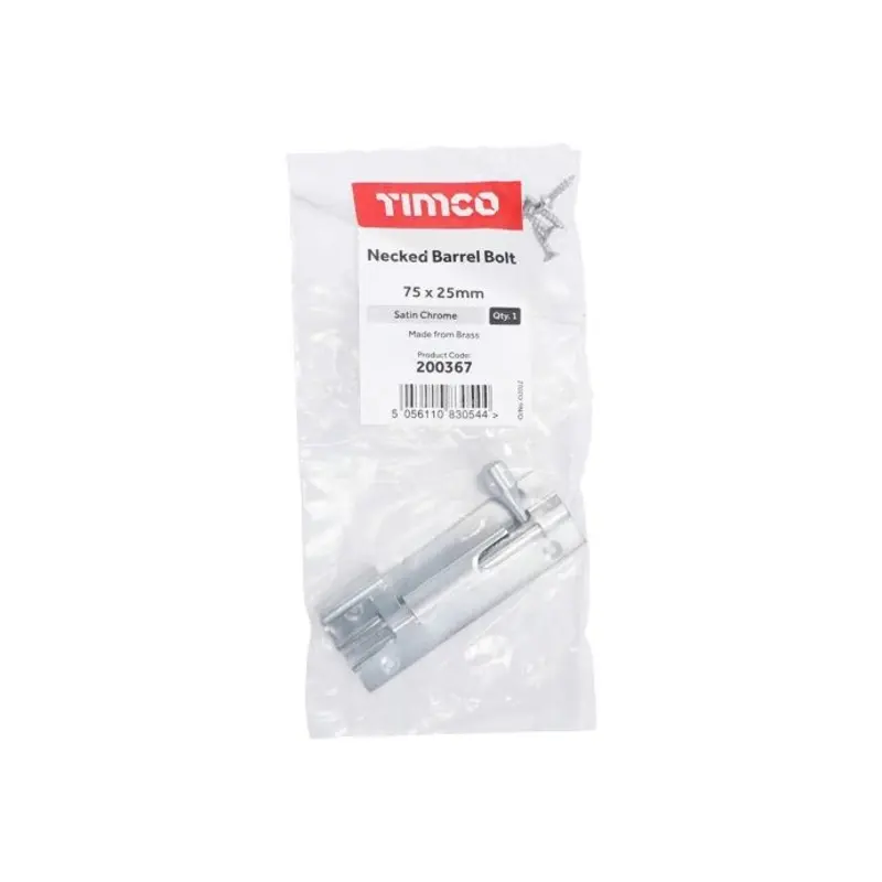 TIMCO Necked Barrel Bolt Satin Chrome - 75 x 25mm