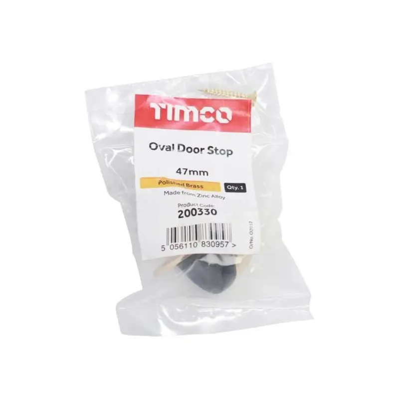 TIMCO Oval Door Stop Polished Brass - 47mm