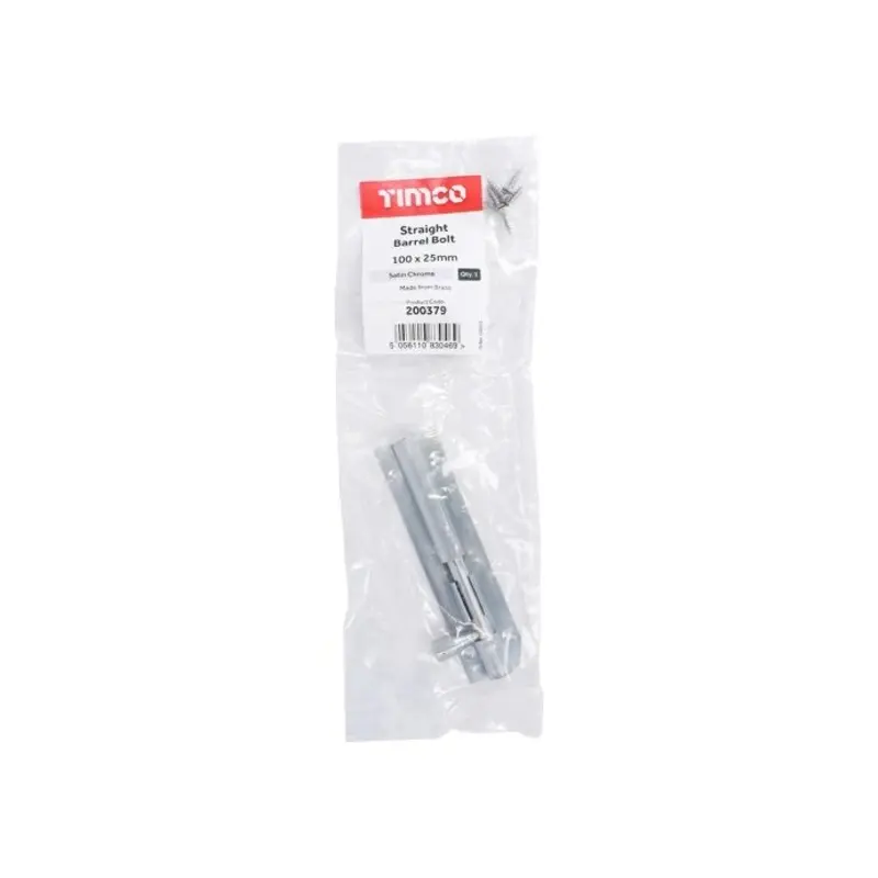 TIMCO Straight Barrel Bolt Satin Chrome - 100 x 25mm
