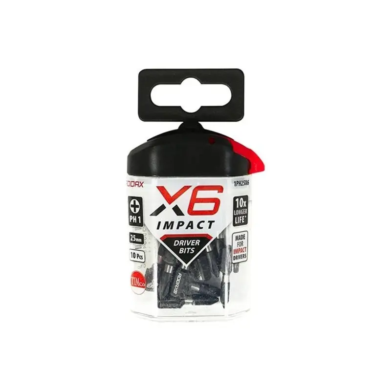 TIMCO X6 Impact Phillips Driver Bit - No.1 x 25 - Pack of 10 Pieces