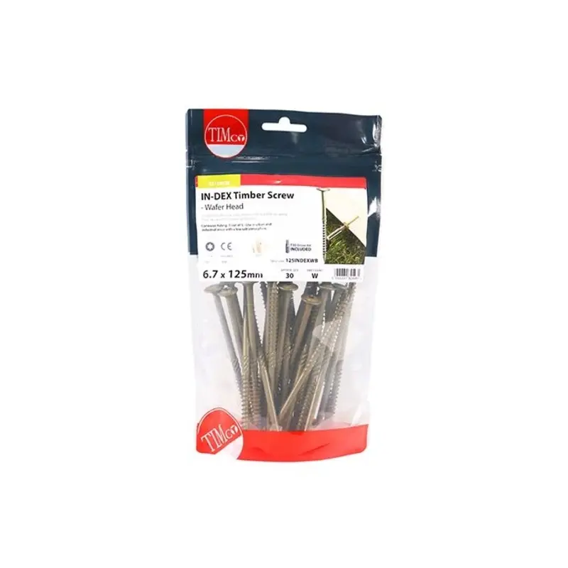 TIMCO Wafer Head Exterior Green Timber Screws  - 6.7 x 125 - Pack of 30 Pieces