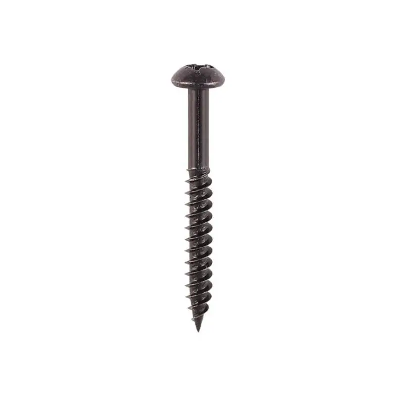 TIMCO Twin-Threaded Round Head Black Woodscrews - 10 x 1 1/2 - Pack of 200 Pieces