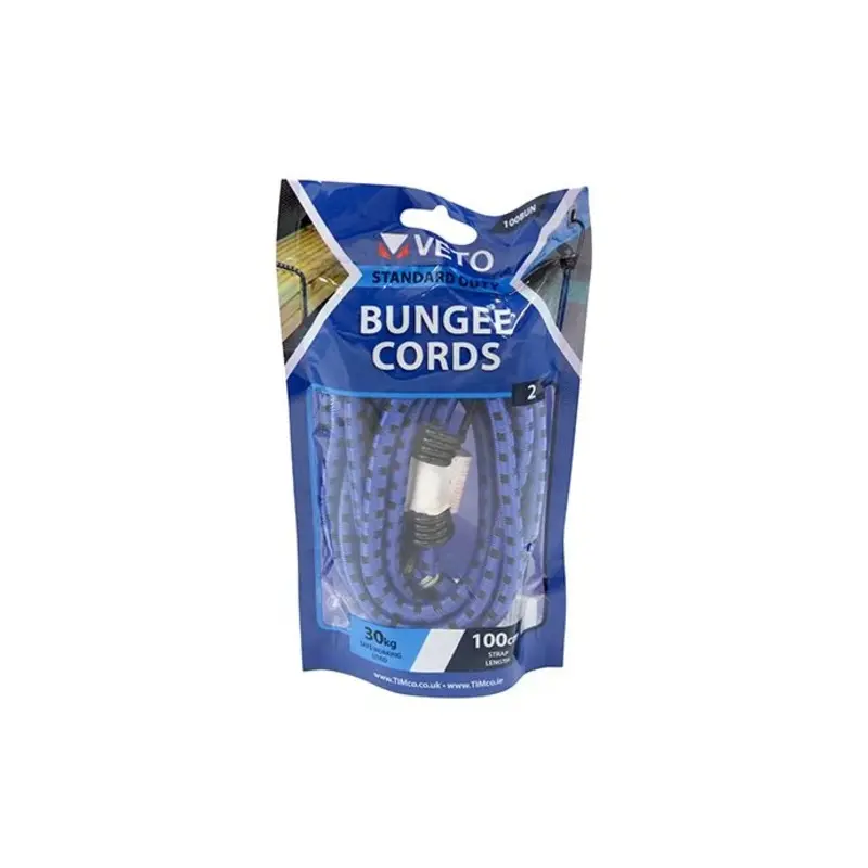 TIMCO Bungee Cords with Laminated Hook - Dia.8mm x 100cm - Pack of 2 Pieces