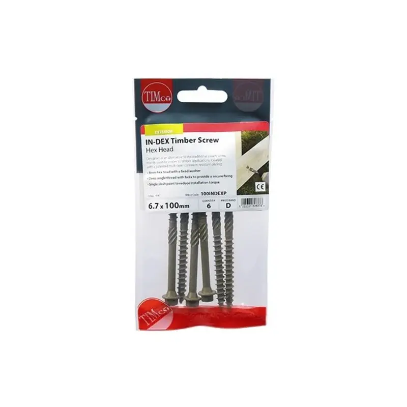 TIMCO Timber Screws Hex Flange Head Exterior Green - 6.7 x 100 - Pack of 6 Pieces