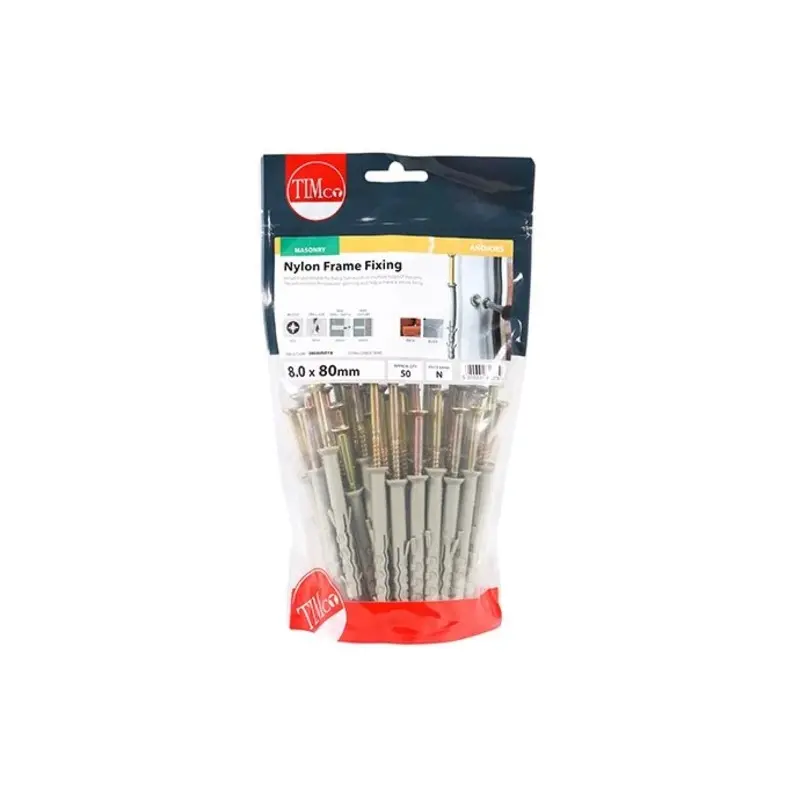 TIMCO Nylon Frame Fixings - 8.0 x 80 - Pack of 50 Pieces