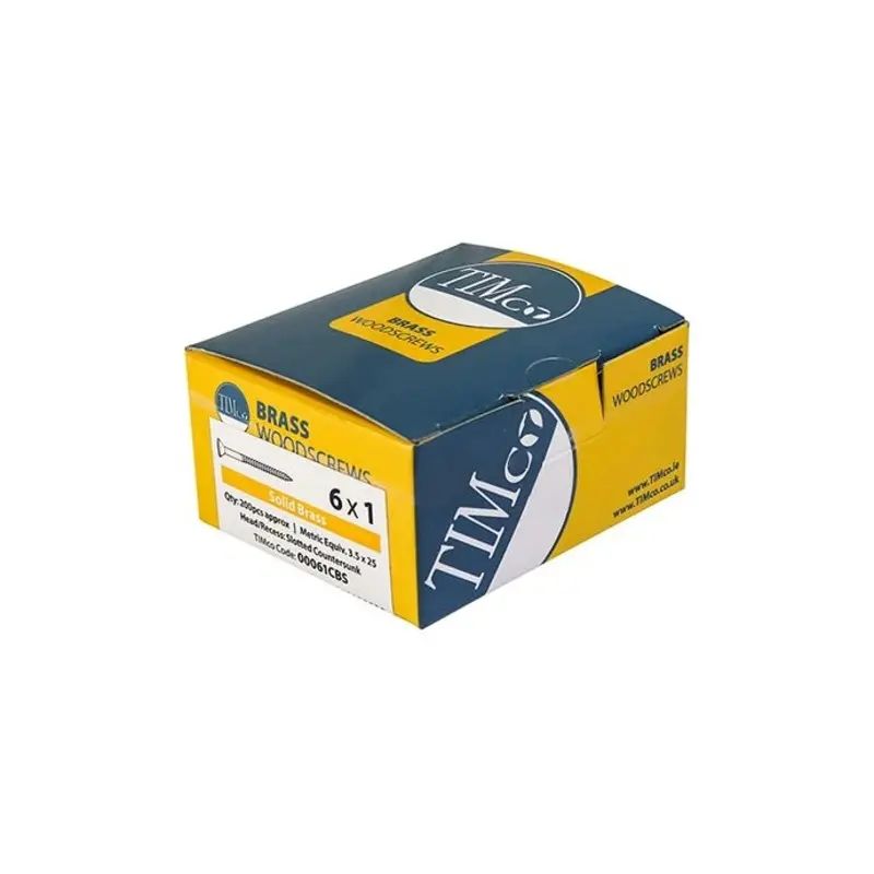 TIMCO Solid Brass Countersunk Woodscrews - 8 x 3/4 - Pack of 200 Pieces
