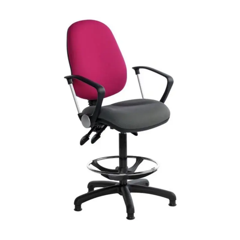Select Grey/Blue Office Chair With Castors Fabric