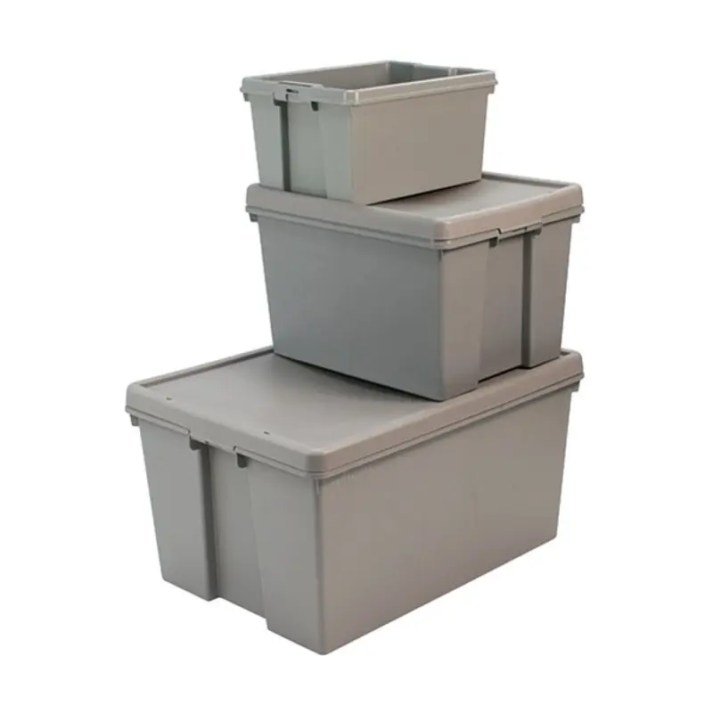 Barton Storage 370 x 500 x 700mm 96L Plastic Box Grey - Pack of 5