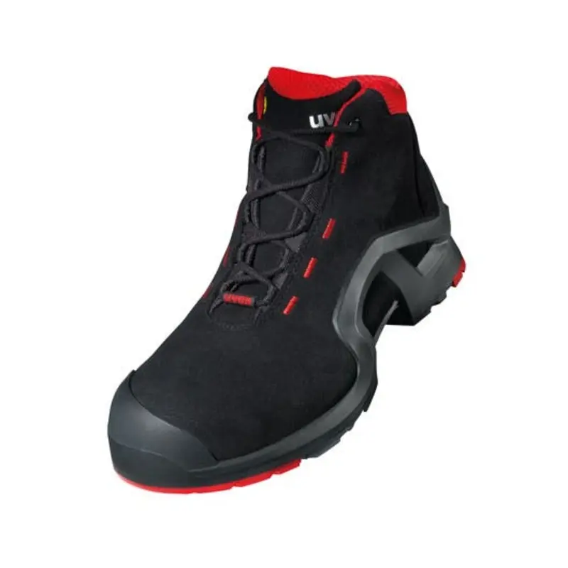 UVEX Size 7 1 X-Tended Support Lace-Up Safety Boots - Black/Red