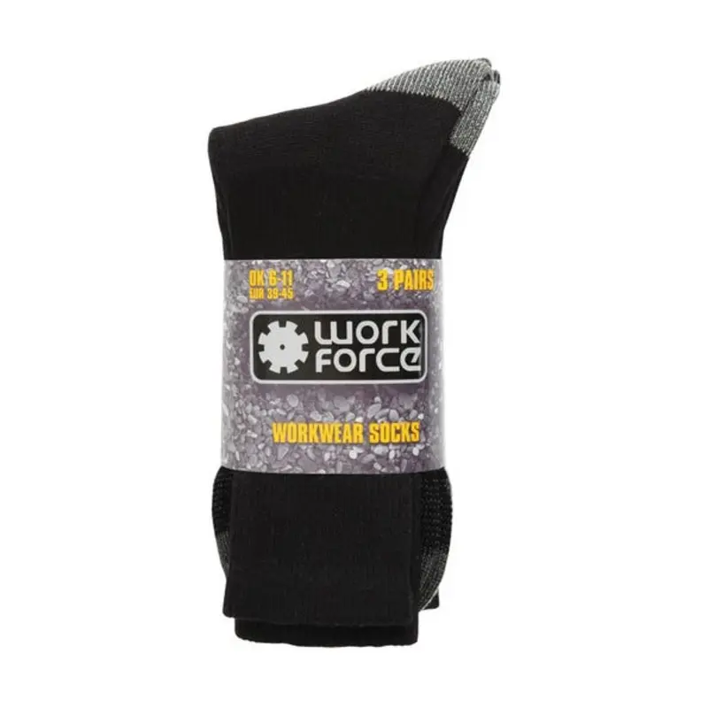 Workforce Size 6 - 11 Classic Workwear Socks - Black (Pack of 3 pairs)