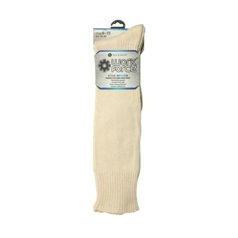 Workforce Size 6-11 Protective Knee High Socks - Cream - Pair