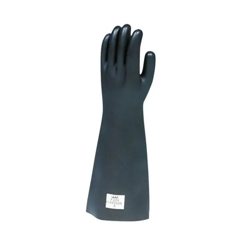 Polyco Size 9/L - SC104 Unlined Natural Rubber Chemical Protection Gloves - Black