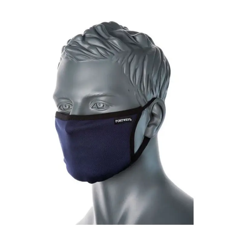 Portwest One Size 3-Ply Navy Anti-Microbial Fabric Face Mask